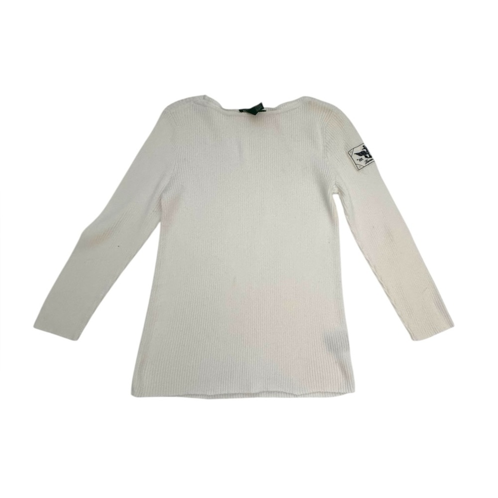 Lauren Jeans Co. Women’s White Cotton Ribbed Long Sleeve Sweater Size M